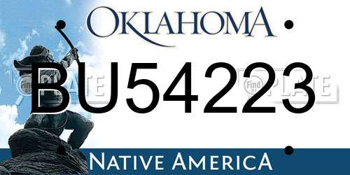 BU54223 Oklahoma License Plate
