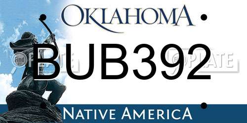 BUB392 Oklahoma License Plate