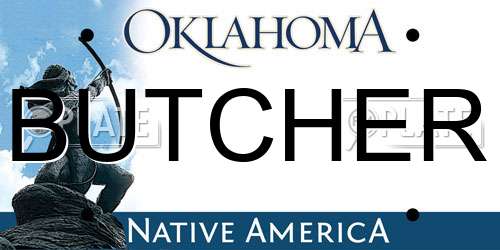 BUTCHER Oklahoma License Plate