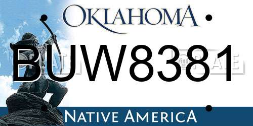 BUW8381 Oklahoma License Plate