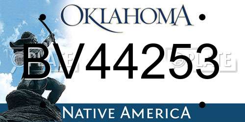 BV44253 Oklahoma License Plate
