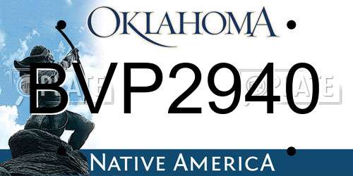 BVP2940 Oklahoma License Plate