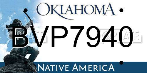 BVP7940 Oklahoma License Plate
