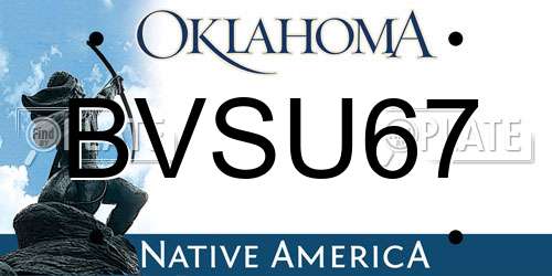 BVSU67 Oklahoma License Plate