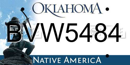 BVW5484 Oklahoma License Plate