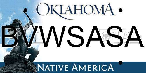 BVWSASA Oklahoma License Plate