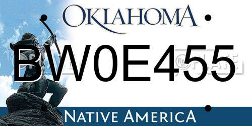BW0E455 Oklahoma License Plate