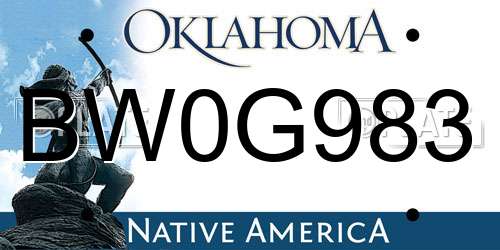 BW0G983 Oklahoma License Plate