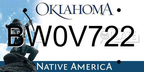 BW0V722 Oklahoma License Plate