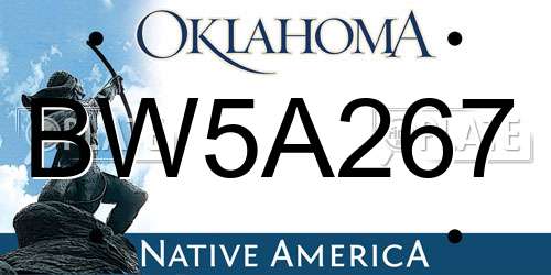 BW5A267 Oklahoma License Plate