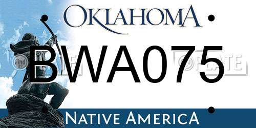 BWA075 Oklahoma License Plate