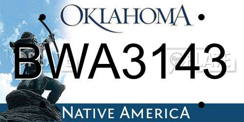 BWA3143 Oklahoma License Plate