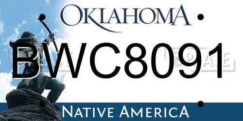 BWC8091 Oklahoma License Plate