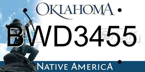 BWD3455 Oklahoma License Plate