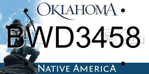 BWD3458 Oklahoma License Plate