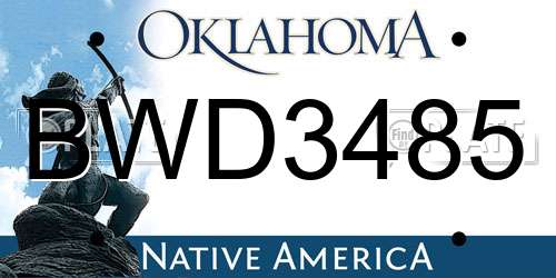 BWD3485 Oklahoma License Plate