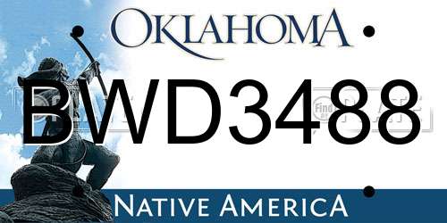 BWD3488 Oklahoma License Plate