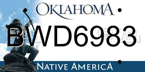BWD6983 Oklahoma License Plate