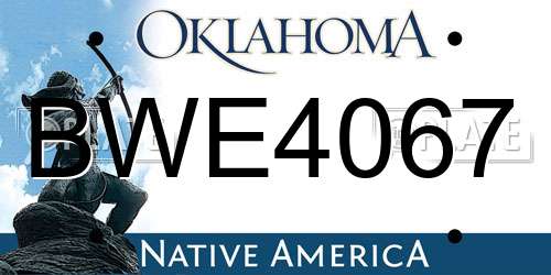 BWE4067 Oklahoma License Plate
