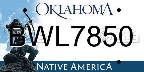 BWL7850 Oklahoma License Plate