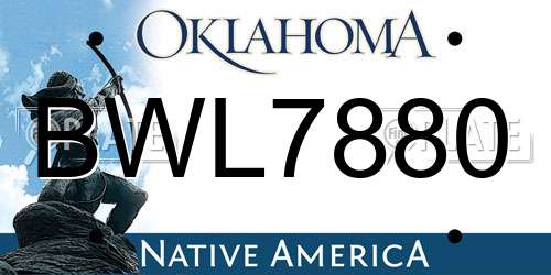 BWL7880 Oklahoma License Plate