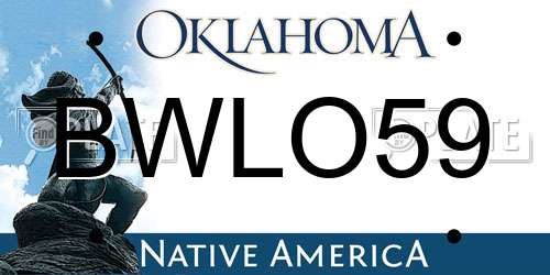 BWLO59 Oklahoma License Plate