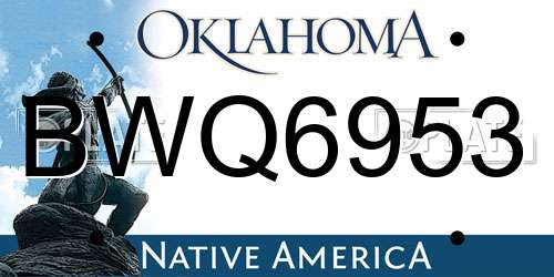 BWQ6953 Oklahoma License Plate