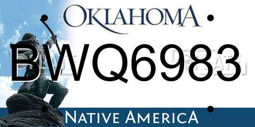 BWQ6983 Oklahoma License Plate