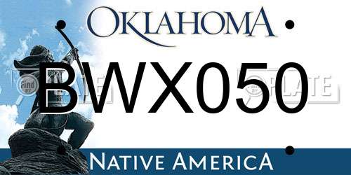 BWX050 Oklahoma License Plate