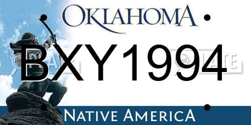 BXY1994 Oklahoma License Plate