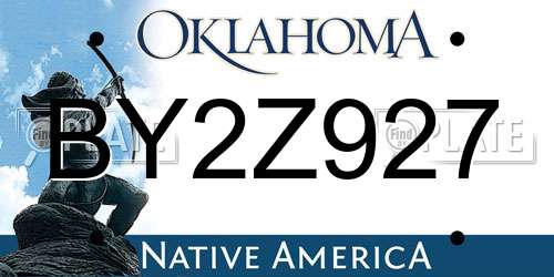 BY2Z927 Oklahoma License Plate