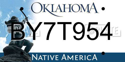 BY7T954 Oklahoma License Plate
