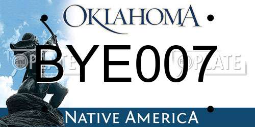 BYE007 Oklahoma License Plate