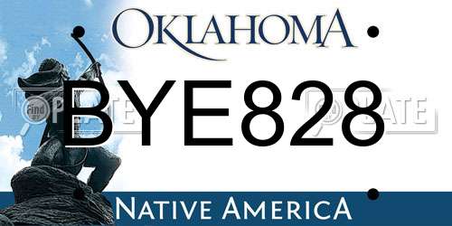 BYE828 Oklahoma License Plate