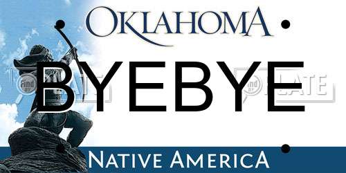BYEBYE Oklahoma License Plate