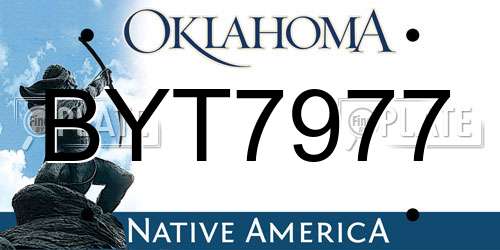 BYT7977 Oklahoma License Plate