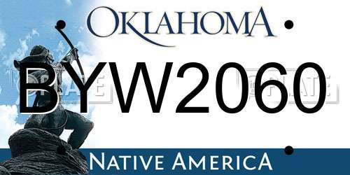 BYW2060 Oklahoma License Plate