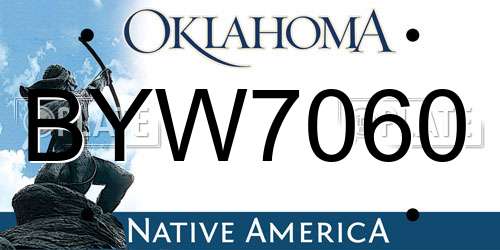 BYW7060 Oklahoma License Plate