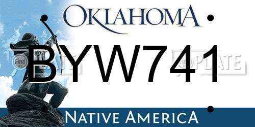 BYW741 Oklahoma License Plate
