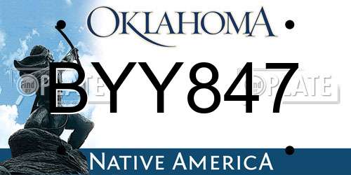 BYY847 Oklahoma License Plate
