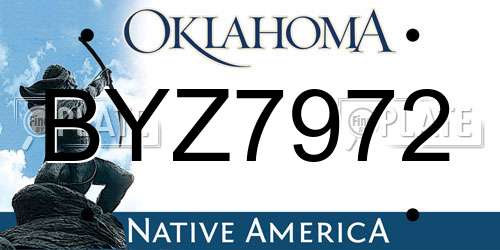 BYZ7972 Oklahoma License Plate