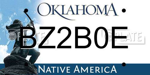 BZ2B0E Oklahoma License Plate