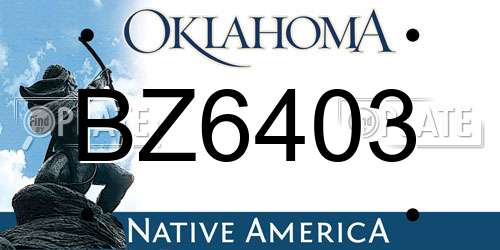 BZ6403 Oklahoma License Plate