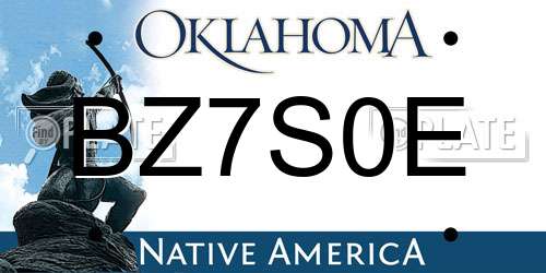 BZ7S0E Oklahoma License Plate