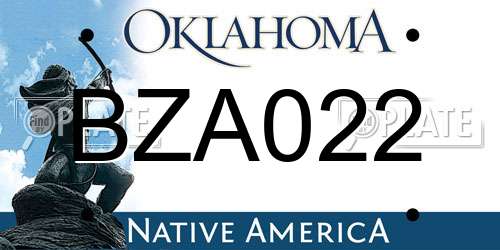 BZA022 Oklahoma License Plate