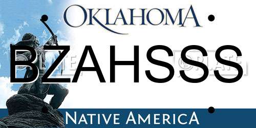 BZAHSSS Oklahoma License Plate