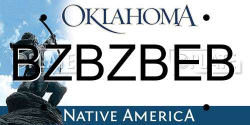 BZBZBEB Oklahoma License Plate