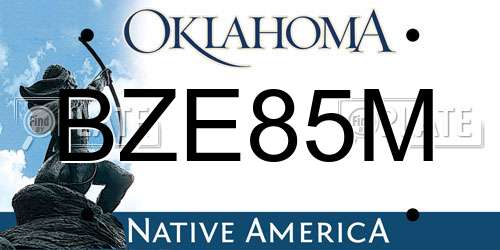 BZE85M Oklahoma License Plate