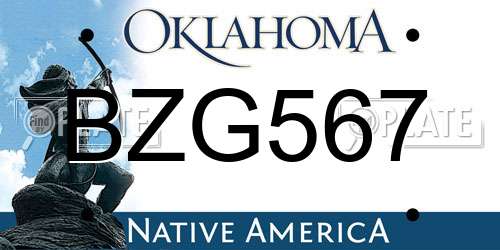 BZG567 Oklahoma License Plate