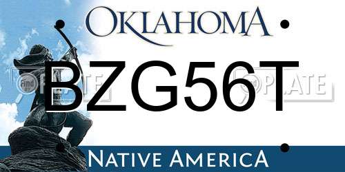 BZG56T Oklahoma License Plate